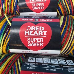 Red Heart Super Saver Mexicana (lot 4560)Yarn, Bundle Of 4 Skeins.